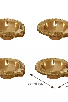 Set of 4 Auspicious Handcrafted Brass Diya