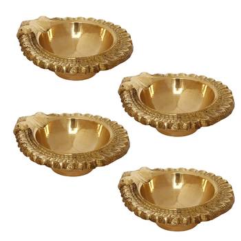 Set of 4 Auspicious Handcrafted Brass Diya 5