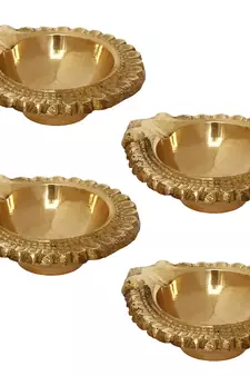 Set of 4 Auspicious Handcrafted Brass Diya