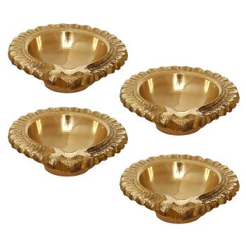 Set of 4 Auspicious Handcrafted Brass Diya 6