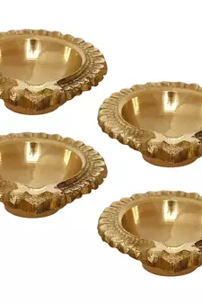 Set of 4 Auspicious Handcrafted Brass Diya
