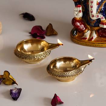 Set of  Auspicious Handcrafted Brass Diya 2