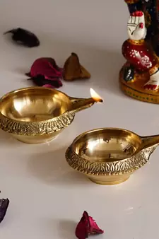 Set of  Auspicious Handcrafted Brass Diya