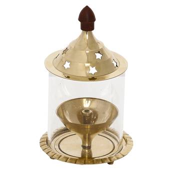 Brass Akhand Diya with Glass 3