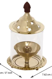 Brass Akhand Diya with Glass