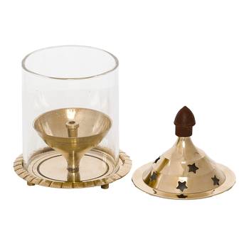 Brass Akhand Diya with Glass 5