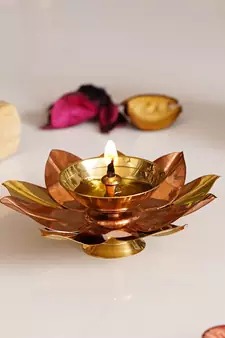Large 6 Inch Floral Shape Metal Diya