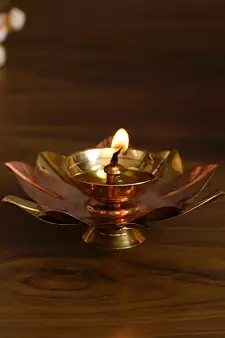 Large 6 Inch Floral Shape Metal Diya