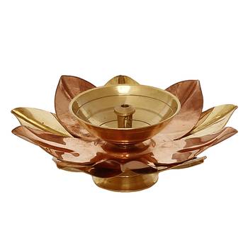 Large 6 Inch Floral Shape Metal Diya 3
