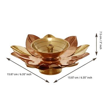 Large 6 Inch Floral Shape Metal Diya 4