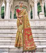 Yellow embroidered patola saree with blouse