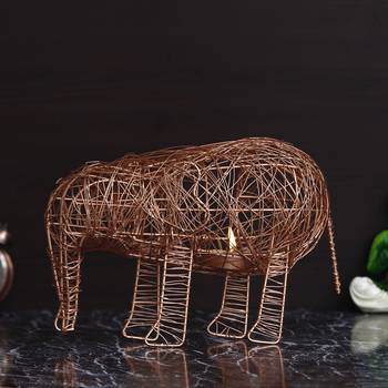 Elephant Shape Decorative Handcrafted Metal Mesh Tea Light Holder 1