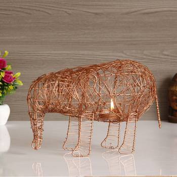 Elephant Shape Decorative Handcrafted Metal Mesh Tea Light Holder 2