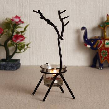 Deer Shape Decorative Handcrafted Metal Black Tea Light Holder 2