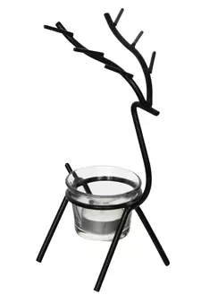 Deer Shape Decorative Handcrafted Metal Black Tea Light Holder