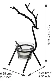 Deer Shape Decorative Handcrafted Metal Black Tea Light Holder