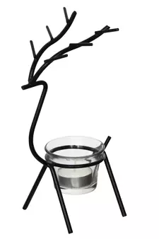 Deer Shape Decorative Handcrafted Metal Black Tea Light Holder