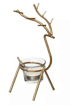 Deer Shape Decorative Handcrafted Metal Golden Tea Light Holder