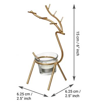 Deer Shape Decorative Handcrafted Metal Golden Tea Light Holder 4