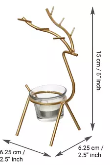 Deer Shape Decorative Handcrafted Metal Golden Tea Light Holder