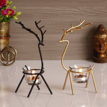 Set of  Deer Shape Decorative Handcrafted Metal Tea Light Holder 2
