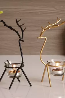 Set of  Deer Shape Decorative Handcrafted Metal Tea Light Holder