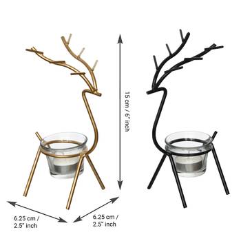 Set of  Deer Shape Decorative Handcrafted Metal Tea Light Holder 4