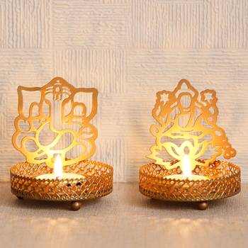 Set of  Ganesha and Laxmi Shadow Tea Light Holder 2