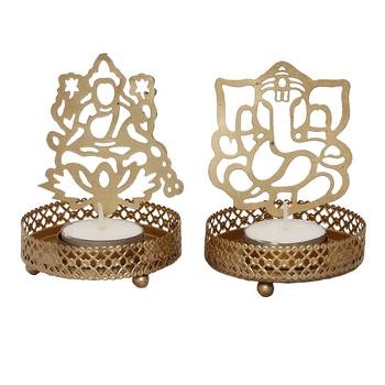 Set of  Ganesha and Laxmi Shadow Tea Light Holder 4