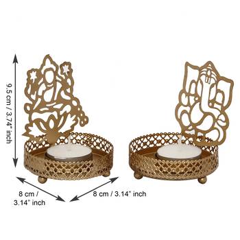 Set of  Ganesha and Laxmi Shadow Tea Light Holder 5
