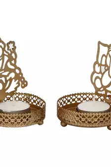 Set of  Ganesha and Laxmi Shadow Tea Light Holder