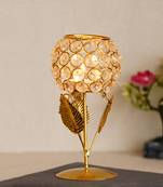 Glass with Leaf shape Crystal Tea Light Holder