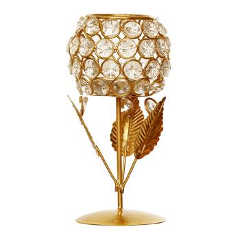 Glass with Leaf shape Crystal Tea Light Holder 5