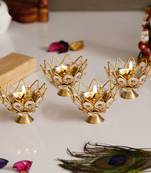 Set of 4 Lotus Shape Crystal Tea Light Holder