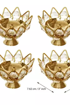 Set of 4 Lotus Shape Crystal Tea Light Holder
