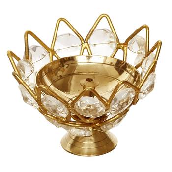 Set of 4 Lotus Shape Crystal Tea Light Holder 6