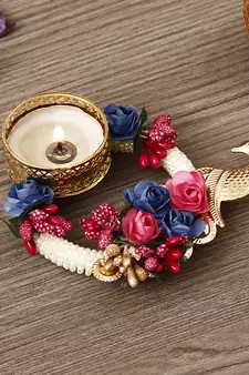 Metal Peocock and Floral Handcrafted Decorative Tea Light Holder