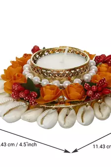 Shells and Floral Handcrafted Round Tea Light Holder
