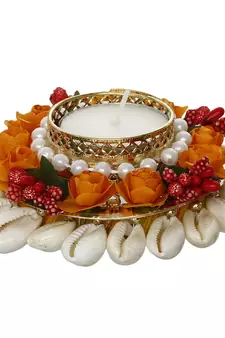 Shells and Floral Handcrafted Round Tea Light Holder