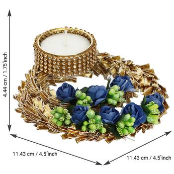 Blue Floral Designer Handcrafted Tea Light Holder 5