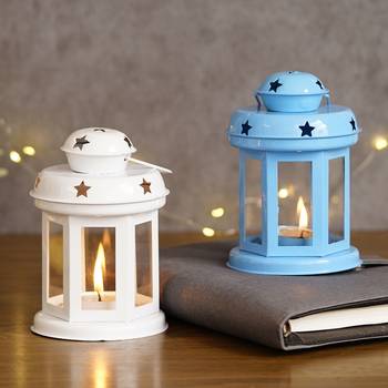 Set of  Blue and White Tea Light Holder Lantern 1