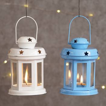 Set of  Blue and White Tea Light Holder Lantern 2