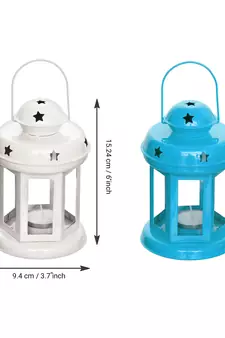 Set of  Blue and White Tea Light Holder Lantern