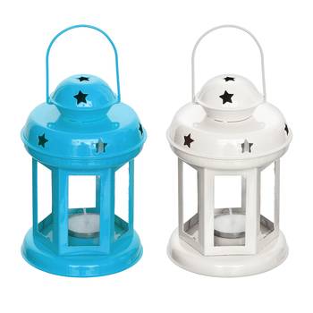Set of  Blue and White Tea Light Holder Lantern 6