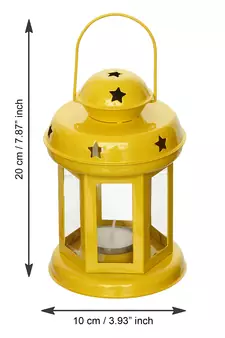 Set of  Blue and Yellow Tea Light Holder Lantern