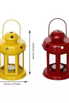 Set of  Yellow and Red Tea Light Holder Lantern