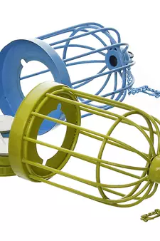 Set of  Blue and Green Cage Tea Light Holder with Hanging Chain