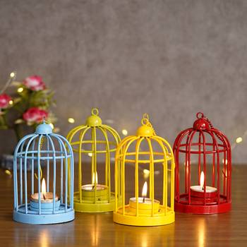 Set of 4 Colors Cage Tea Light Holder with Hanging Chain 1