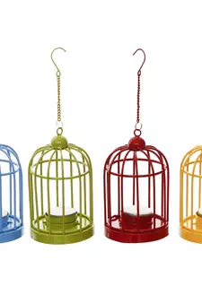 Set of 4 Colors Cage Tea Light Holder with Hanging Chain
