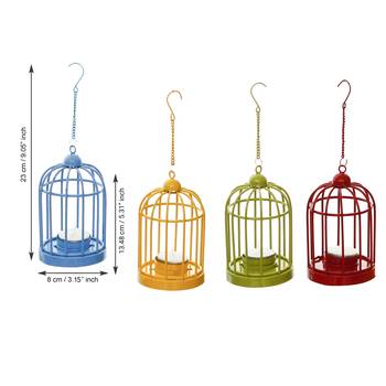 Set of 4 Colors Cage Tea Light Holder with Hanging Chain 4